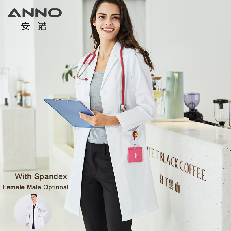 Medical Lab Coat - ANNO z długim rękawem mundury laboratoryjne