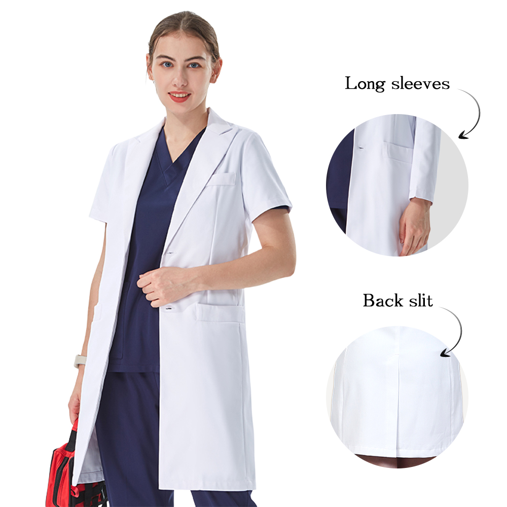 Medical Lab Coat - Dobrze dopasowany biały fartuch medyczny z